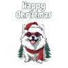 white Pomeranian Christmas motif