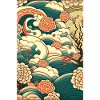 Wave Roses Ukiyo Clouds Pattern