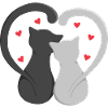 Two cats make heart