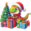 Little T-Rex Dino Unwraps Gifts