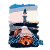 Chien au phare d’automne