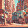 retro-futurism,1950s,lowpoly,artwork,scetch
