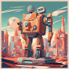 retro-futurism,1950s,lowpoly,artwork,scetch