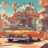 retro-futurismus,1950s, Lowpoly,artwork,scetch