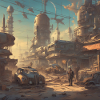 retro-futurism,1950s,lowpoly,artwork,scetch