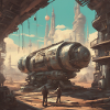 retro-futurism,1950s,lowpoly,artwork,scetch