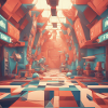 retro-futurism,1950s,lowpoly,artwork,scetch