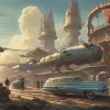 retro-futurismus,1950s, Lowpoly,artwork,scetch