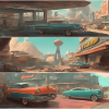 retro-futurism,1950s,lowpoly,artwork,scetch