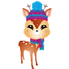 Sød lille hjort med bobble hat og tørklæde