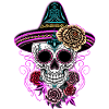 Sugar Skull Halloween Roses Sombrero