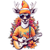 Renne avec guitare