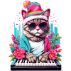 Cute Cat with Piano