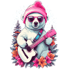 Cute polar bear with guitar