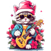 Chat mignon avec guitare