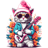 Chat mignon avec guitare