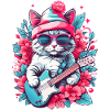Cute cat with guitar