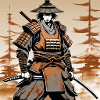 Samurai im Ocker-Rüstungsstil