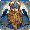 Viking Odin with ravens