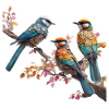 Birds Perched on a Branch