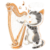 Chat avec harpe