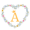 Letter A, Monogram, Heart, Personalizable