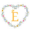 Letter E, Monogram, Heart, Personalizable