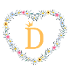 Letter D, Monogram, Heart, Personalizable