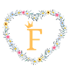 Buchstabe F, Monogramm, Herz, personalisierbar