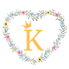Letter K, Monogram, Heart, Personalizable