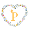 P, Monogram, Heart Design