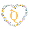 Letter Q, Monogram, Heart, Personalizable