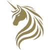 Einhorn-Mystik: Silhouettenkopf-Logo