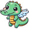 Cute Crocodile Angel Wings