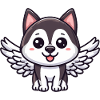 Engel-Husky, Flügel-Comic, Himmel-Hund