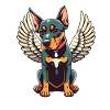 Dobermann-Engel, Flügel-Comic, Hund-Illustration