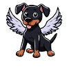 Engel Dobermann, Comic-Hund, Süße Illustration