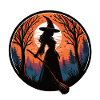 Witch holding a broom