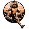 Halloween-Läufer mit Kürbiskopf