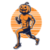 Halloween-Läufer mit Kürbiskopf