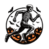 Halloween runner in skeleton costume