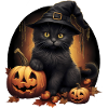 Halloween Cat with Pumpkin