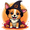 Chiot d’Halloween avec citrouille