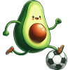 Avocado playing soccer