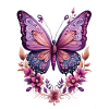 Violet butterfly with flowers