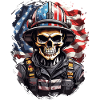 USA Firefighter Heroes Skull