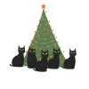 5 cats under christmastree