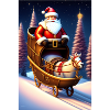 Isometric Santa Claus sled