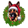 German Shepherd & Santa Hat Dogs