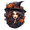 Beautiful Witch anime style, Halloween